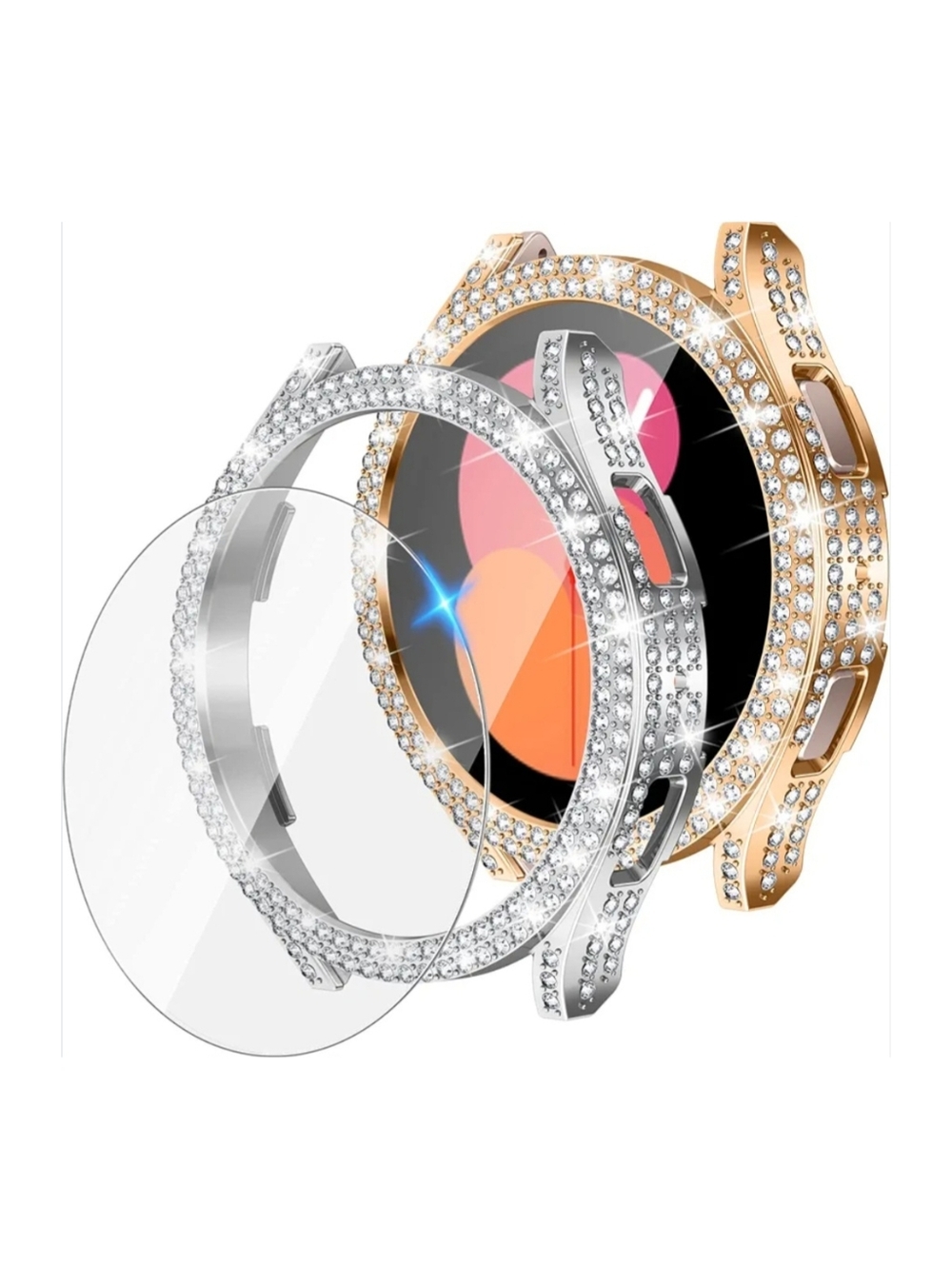 3 Pc. Samsung Galaxy Watch 4/5 44mm Bling Watch Case Cover + Screen Protector
